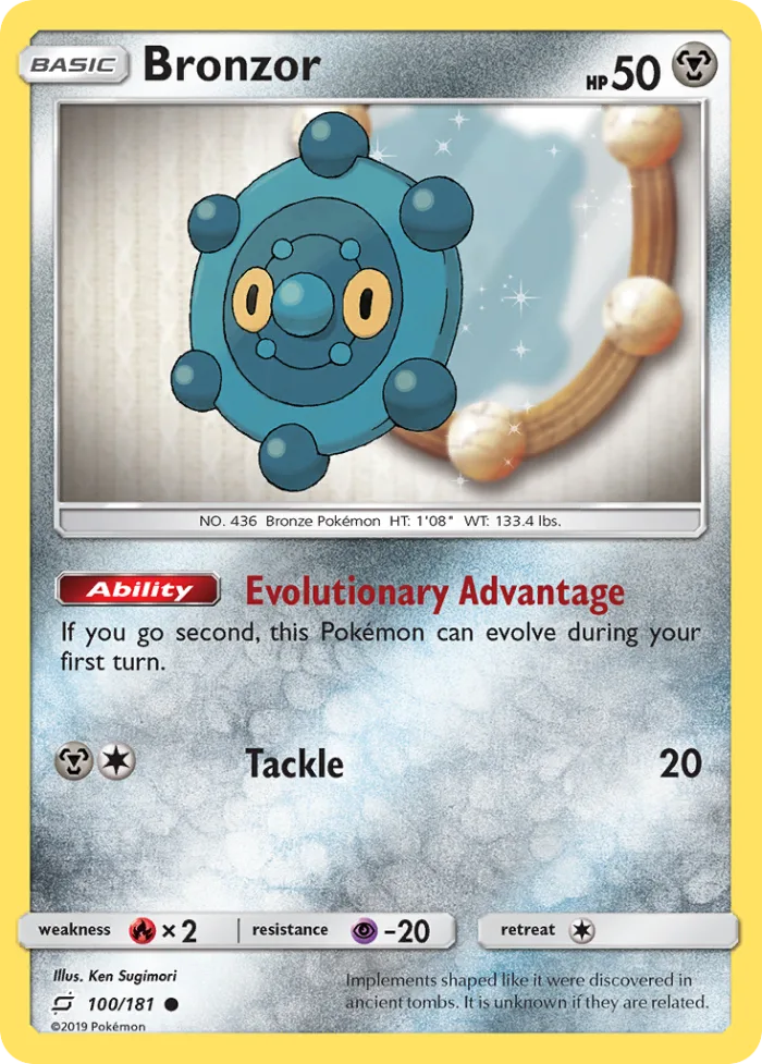 Bronzor #100 Team Up Pokemon card