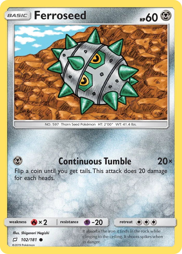 Ferroseed #102 Team Up Pokemon card