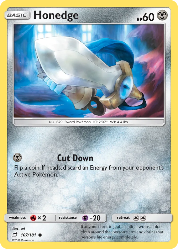 Honedge #107 Team Up Pokemon card