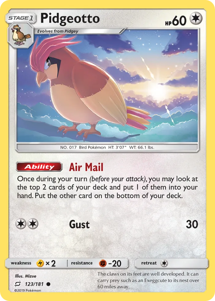 Pidgeotto #123 Team Up Pokemon card