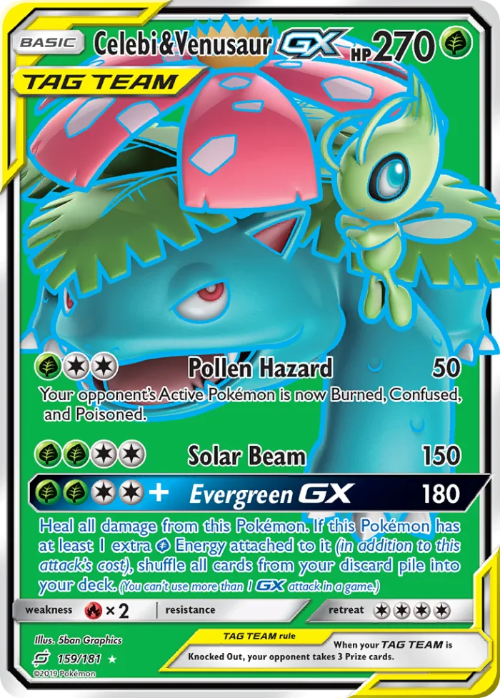 Celebi & Venusaur-GX #159 Team Up Pokemon card