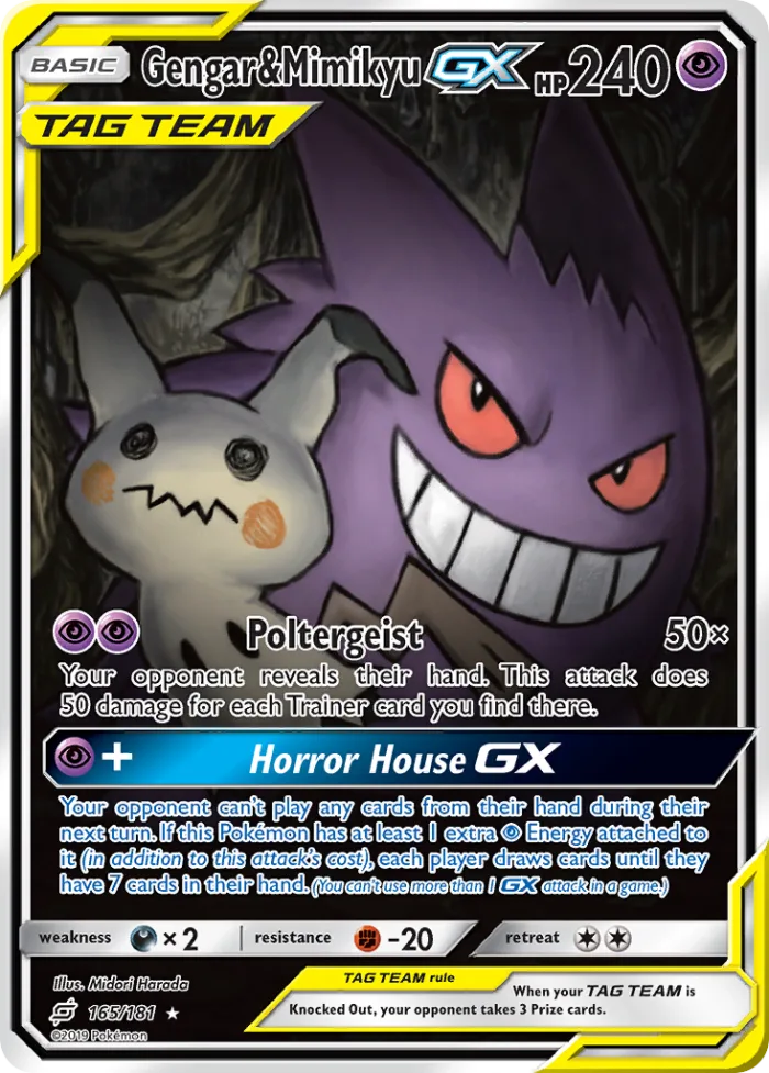 Gengar & Mimikyu-GX #165 Team Up Pokemon card