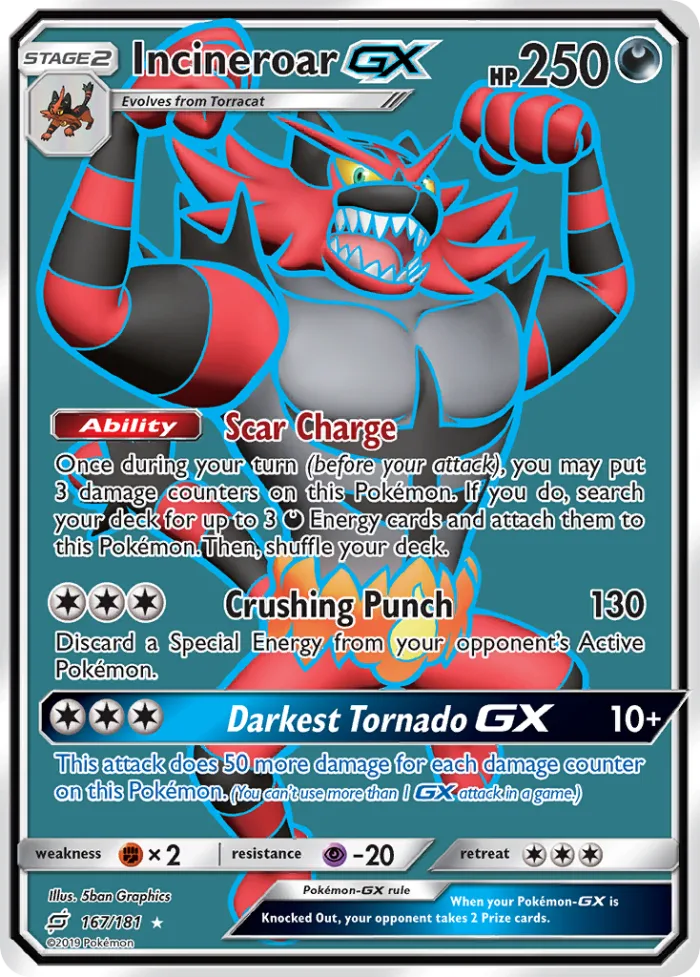 Incineroar-GX #167 Team Up Pokemon card