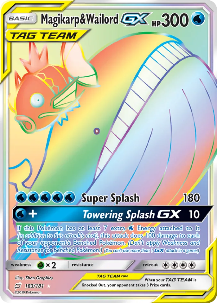 Magikarp & Wailord-GX #183 Team Up Pokemon card