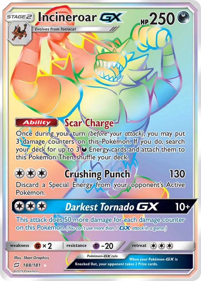 Incineroar-GX #188 Team Up Pokemon card