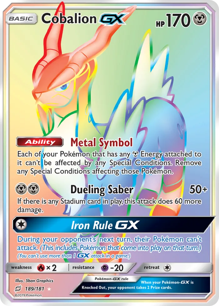 Cobalion-GX #189 Team Up Pokemon card
