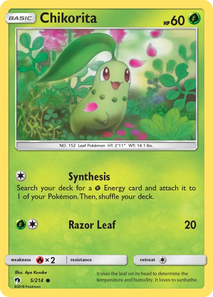 Chikorita #5 Lost Thunder Pokemon card