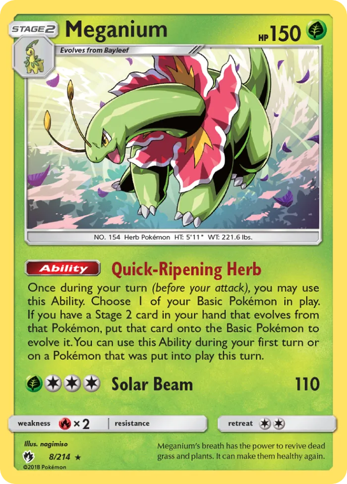 Meganium #8 Lost Thunder Pokemon card