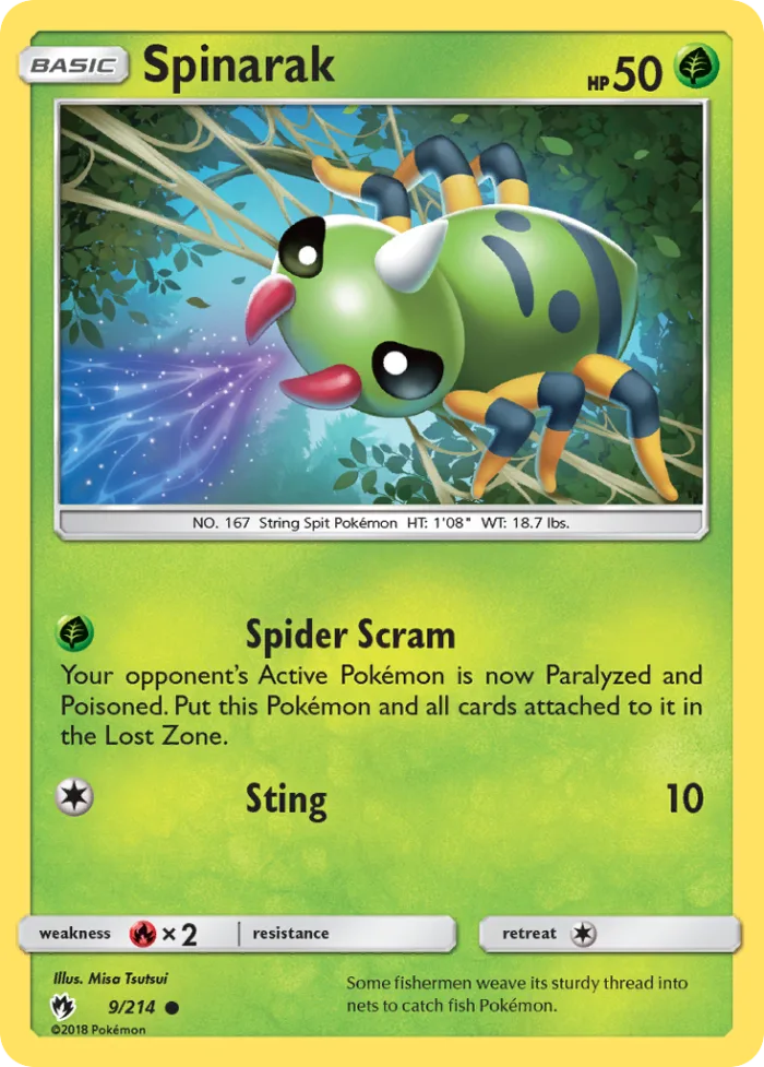 Spinarak #9 Lost Thunder Pokemon card