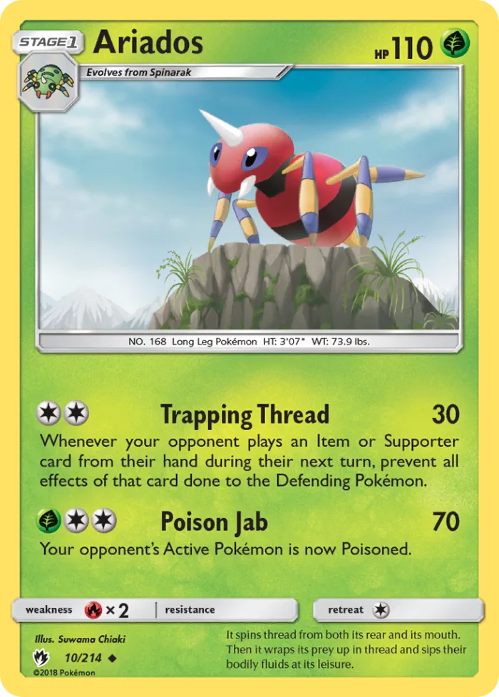 Ariados #10 Lost Thunder Pokemon card