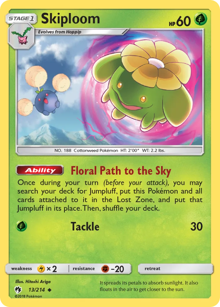 Skiploom #13 Lost Thunder Pokemon card
