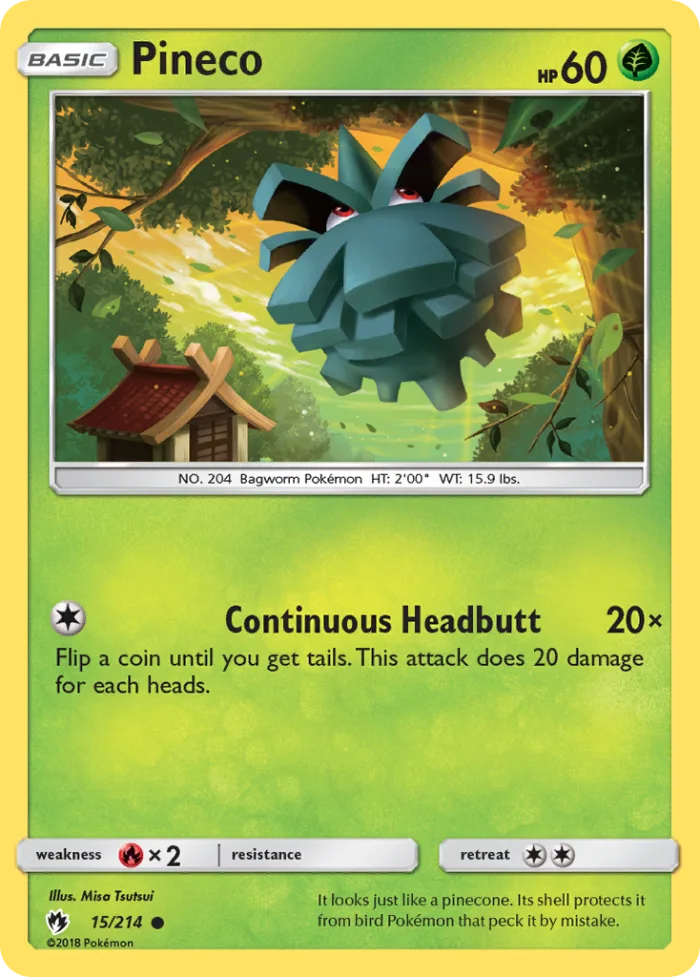 Pineco #15 Lost Thunder Pokemon card