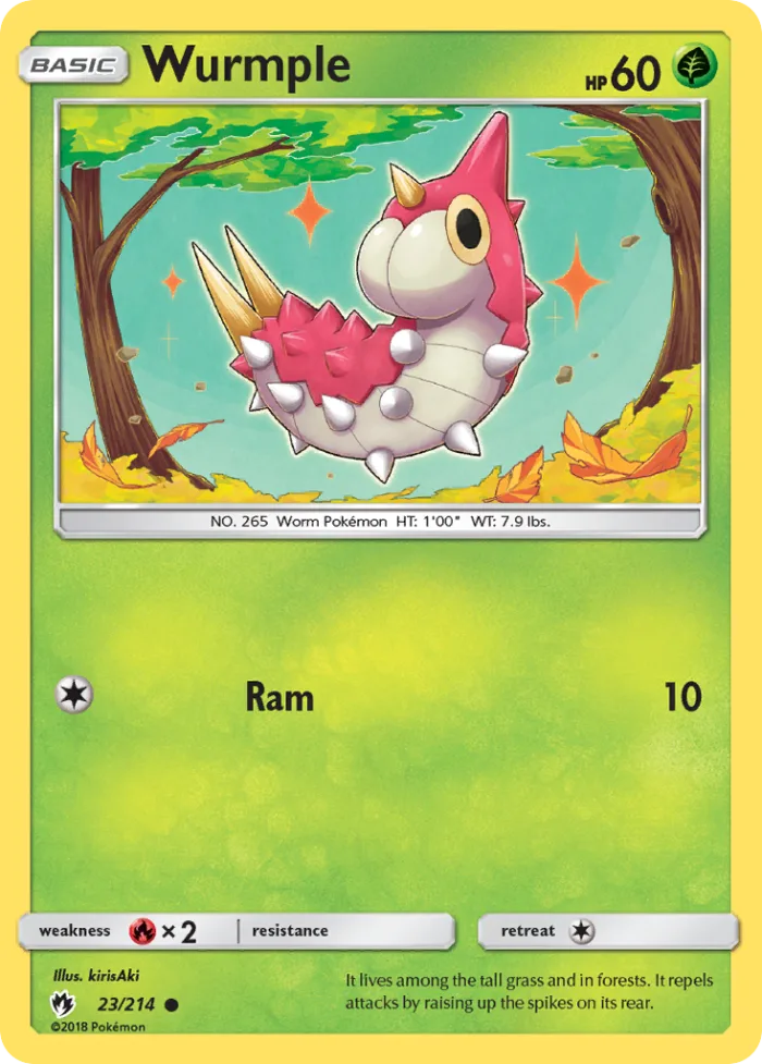Wurmple #23 Lost Thunder Pokemon card