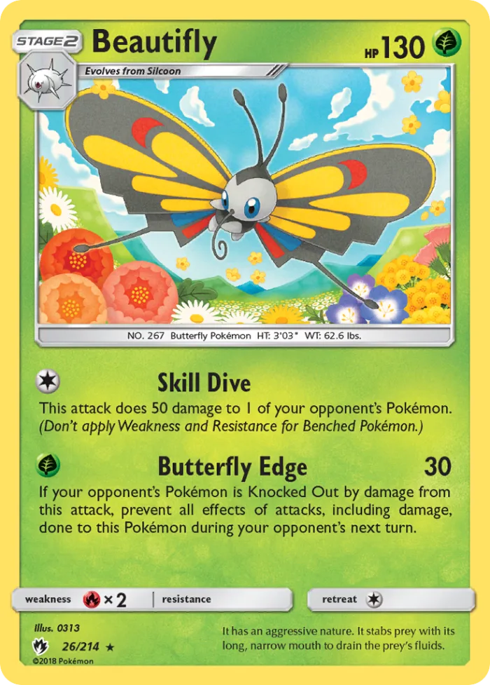 Beautifly #26 Lost Thunder Pokemon card