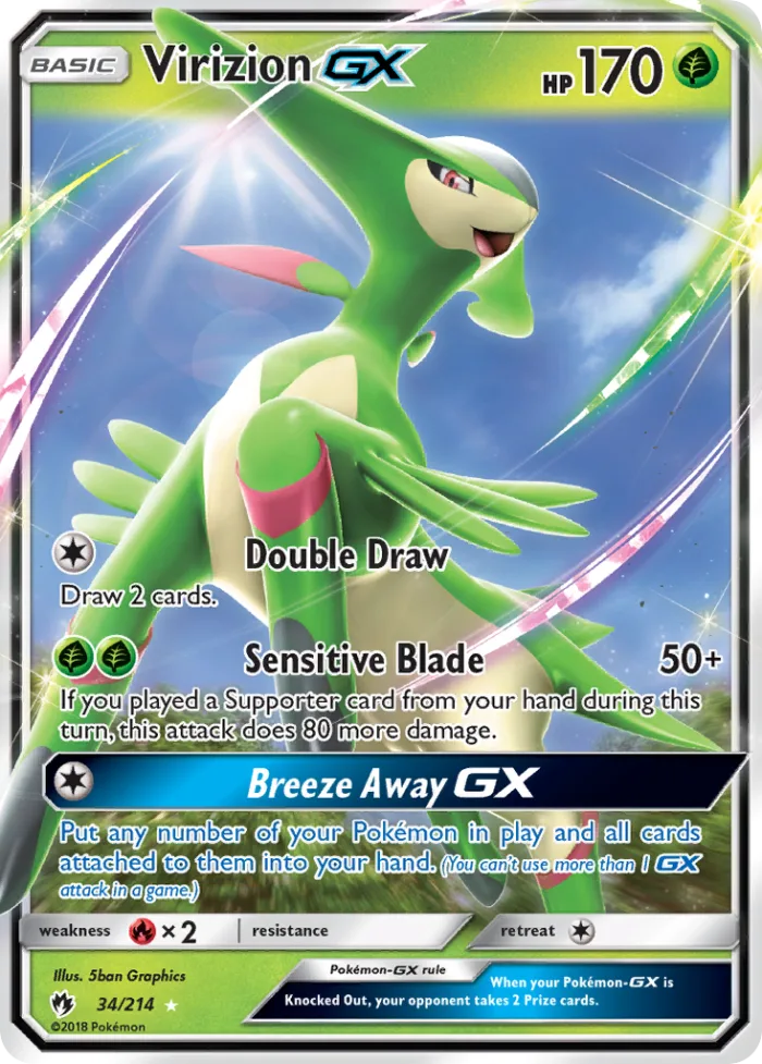 Virizion-GX #34 Lost Thunder Pokemon card
