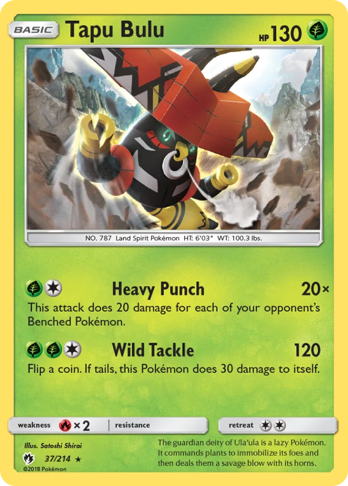 Tapu Bulu #37 Lost Thunder Pokemon card