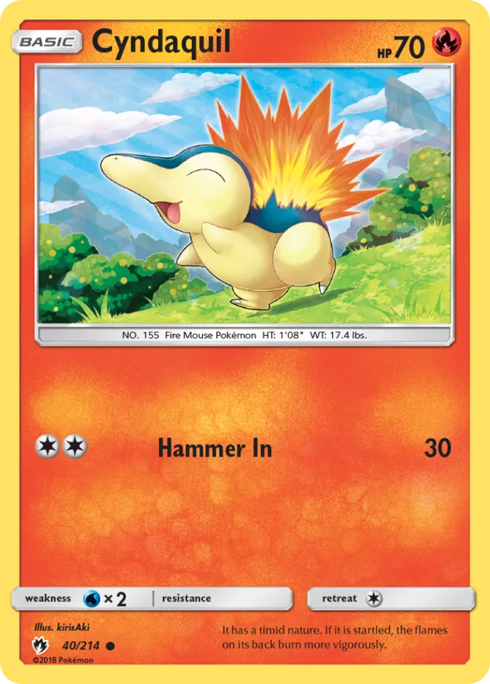Cyndaquil #40 Lost Thunder Pokemon card