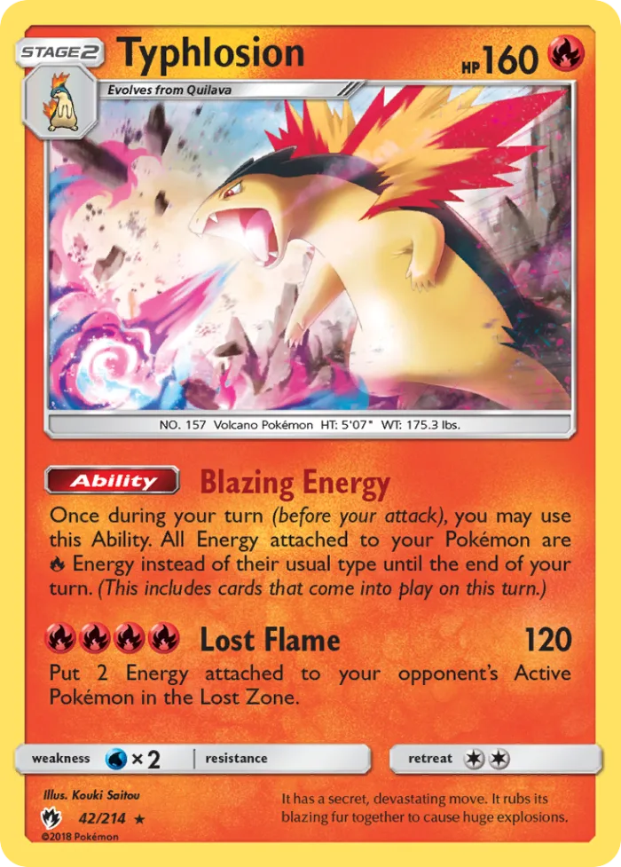 Typhlosion #42 Lost Thunder Pokemon card