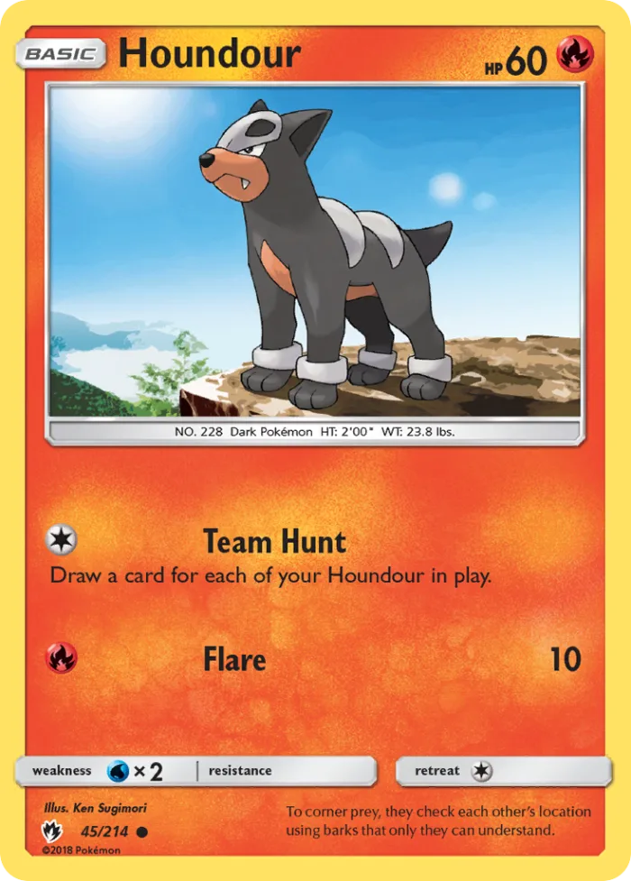 Houndour #45 Lost Thunder Pokemon card