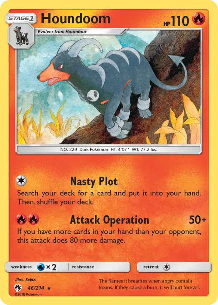 Houndoom #46 Lost Thunder Pokemon card