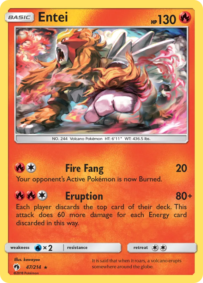 Entei #47 Lost Thunder Pokemon card