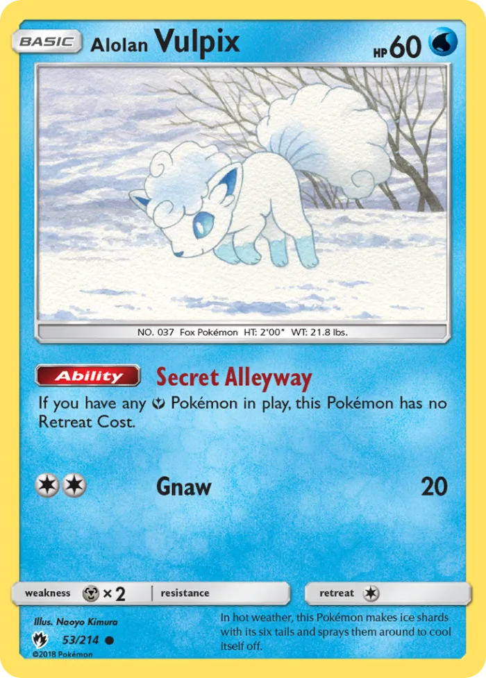 Alolan Vulpix #53 Lost Thunder Pokemon card