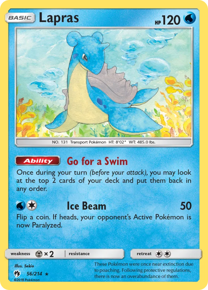 Lapras #56 Lost Thunder Pokemon card
