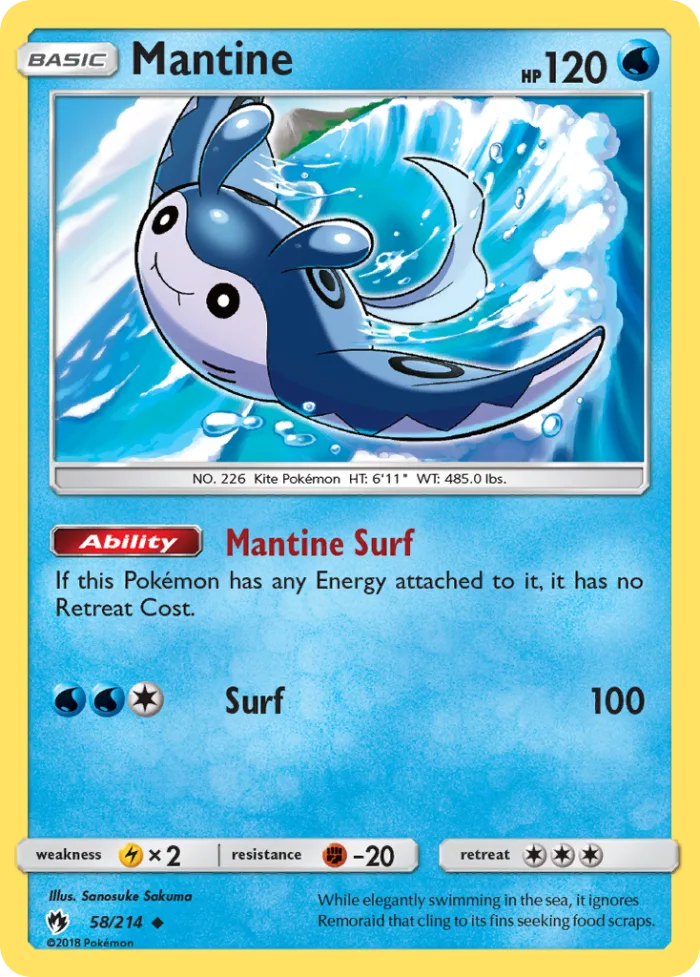 Mantine #58 Lost Thunder Pokemon card