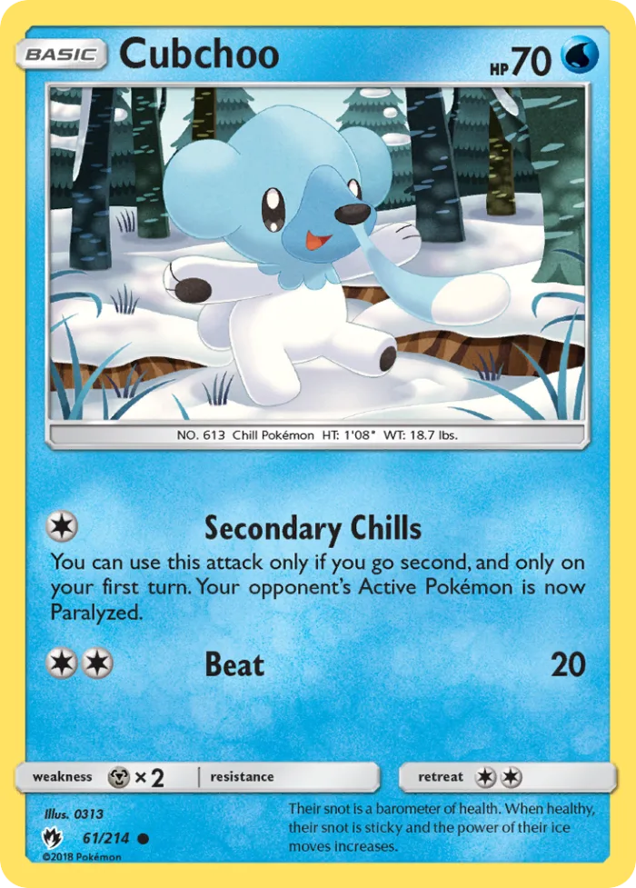 Cubchoo #61 Lost Thunder Pokemon card
