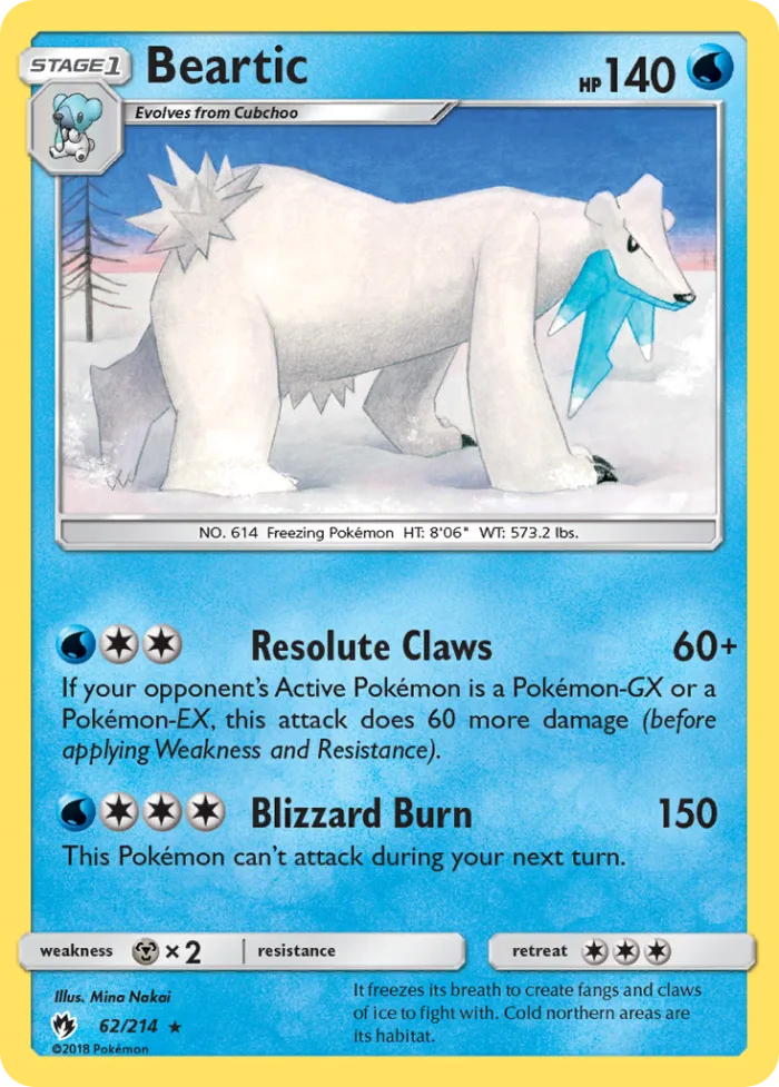 Beartic #62 Lost Thunder Pokemon card