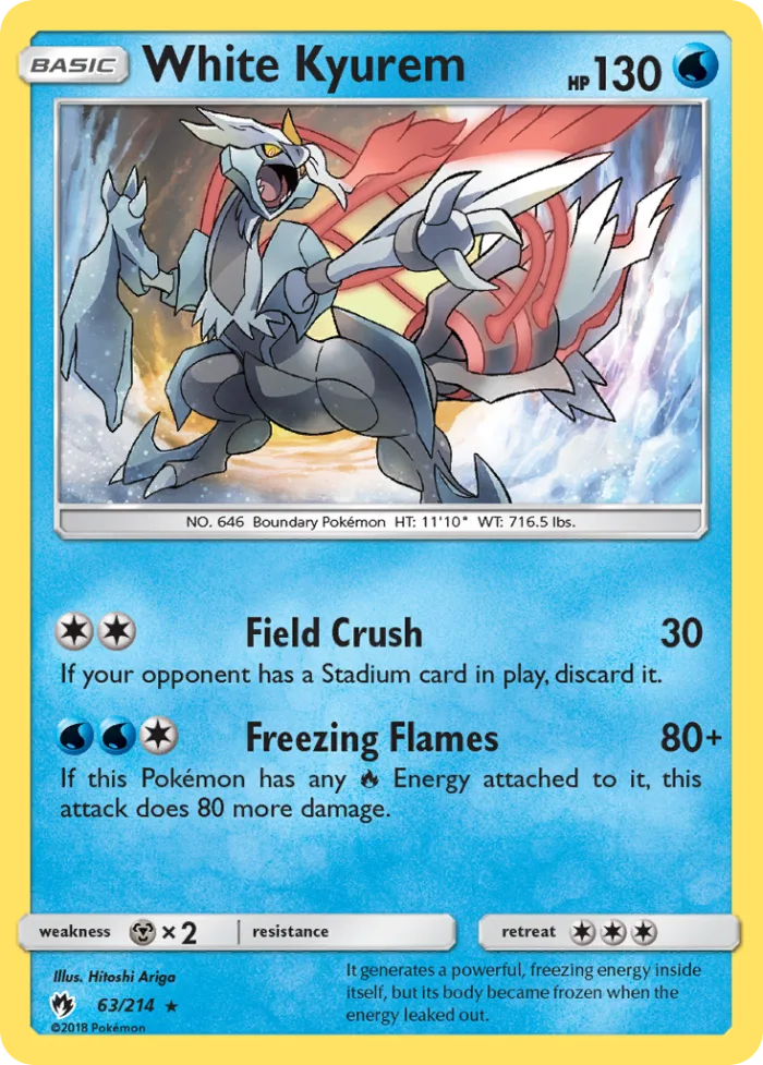 White Kyurem #63 Lost Thunder Pokemon card