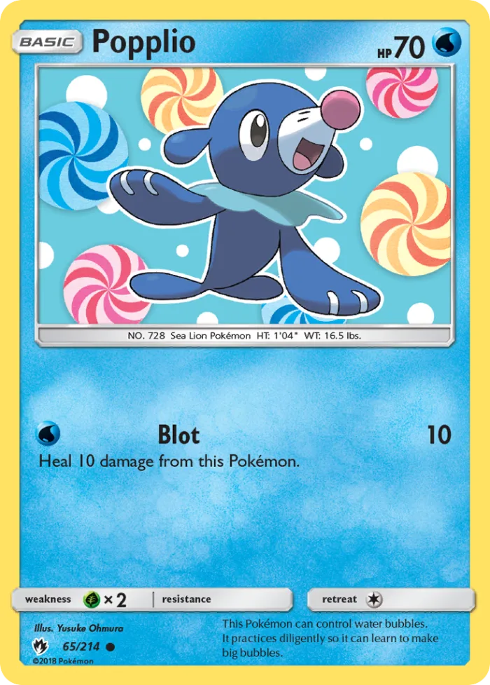Popplio #65 Lost Thunder Pokemon card