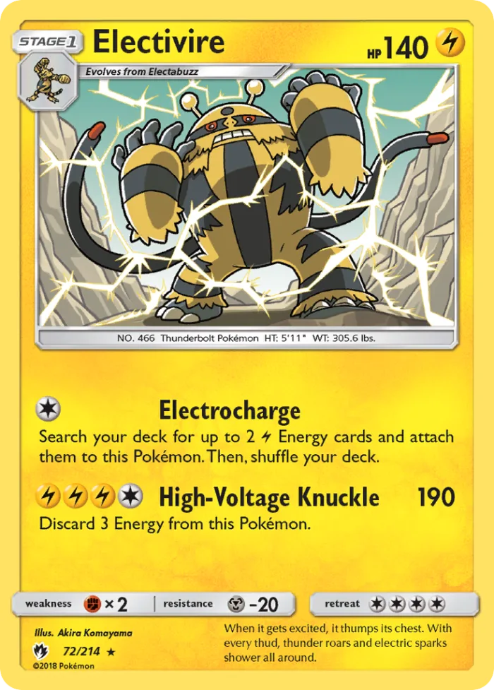 Electivire #72 Lost Thunder Pokemon card
