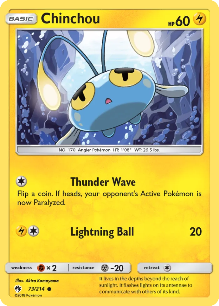 Chinchou #73 Lost Thunder Pokemon card
