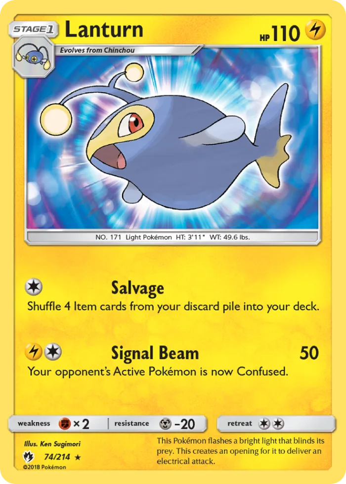 Lanturn #74 Lost Thunder Pokemon card