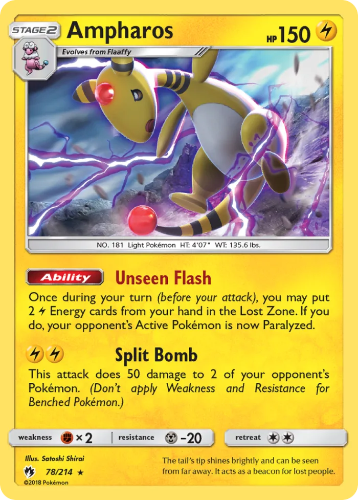 Ampharos #78 Lost Thunder Pokemon card