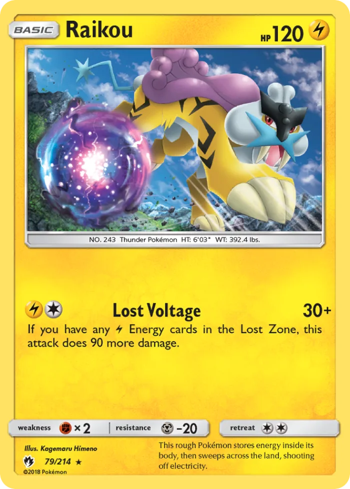 Raikou #79 Lost Thunder Pokemon card