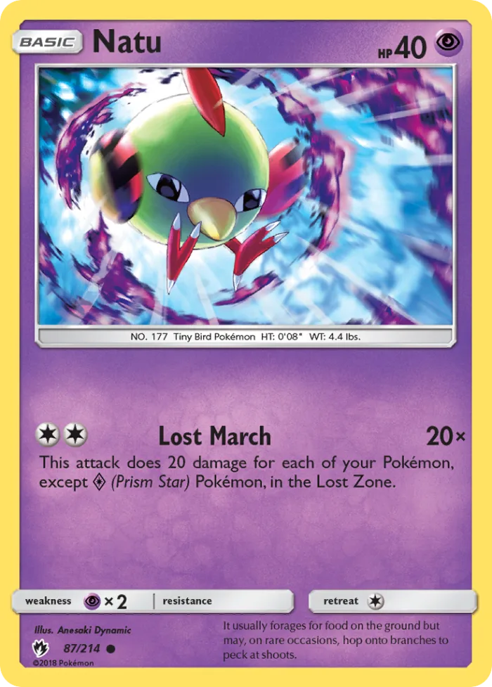 Natu #87 Lost Thunder Pokemon card