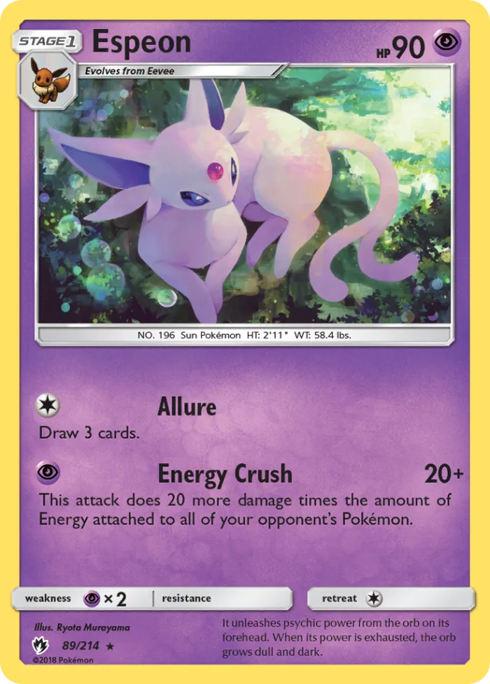 Espeon #89 Lost Thunder Pokemon card