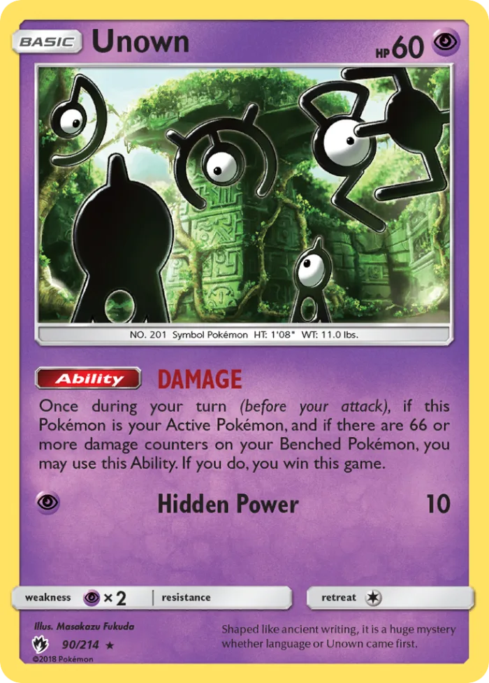 Unown #90 Lost Thunder Pokemon card