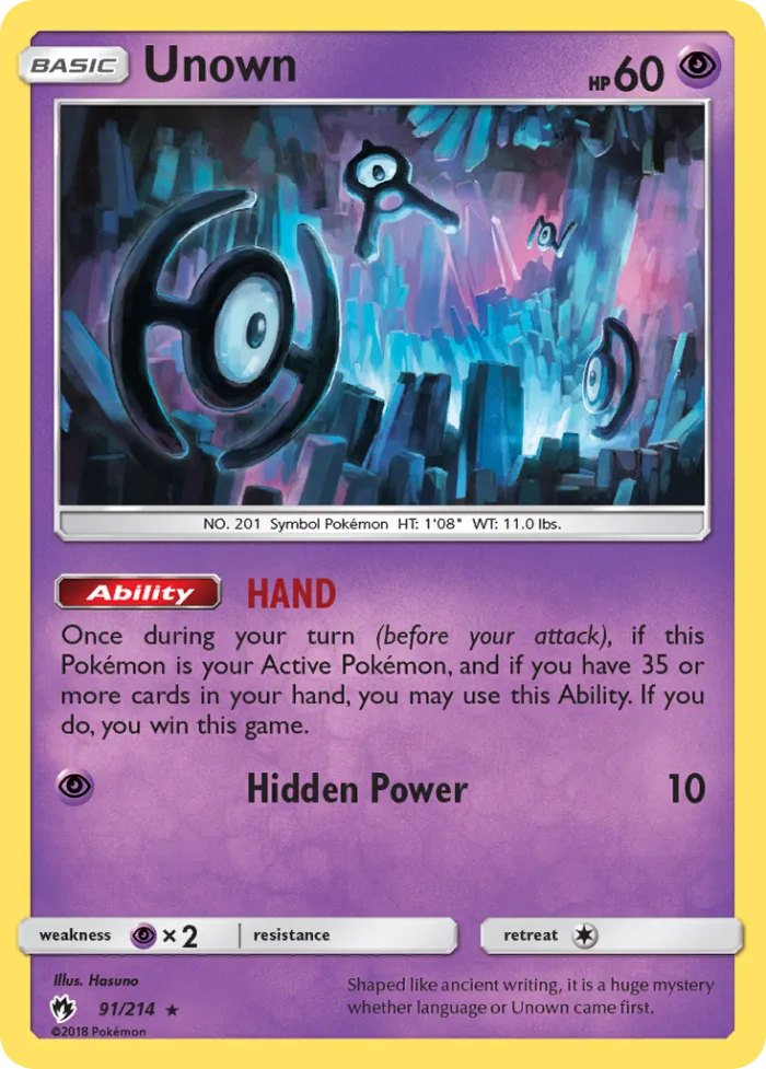 Unown #91 Lost Thunder Pokemon card