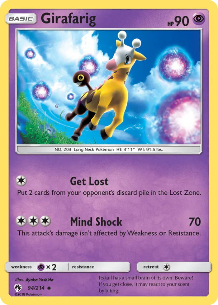 Girafarig #94 Lost Thunder Pokemon card