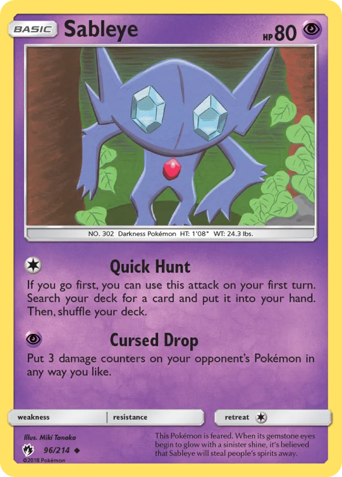 Sableye #96 Lost Thunder Pokemon card