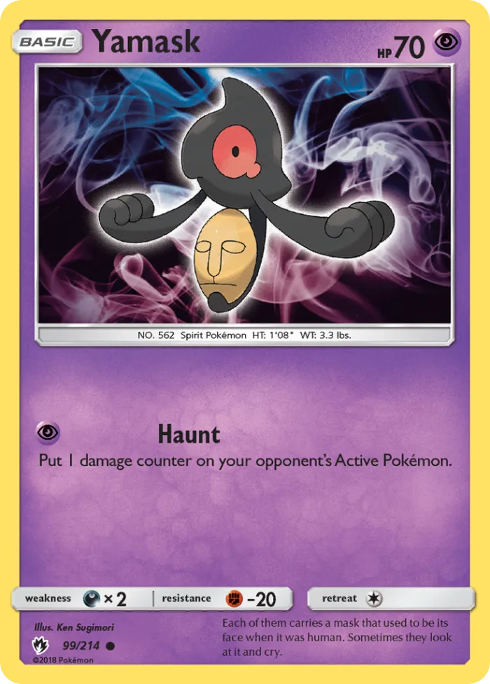 Yamask #99 Lost Thunder Pokemon card
