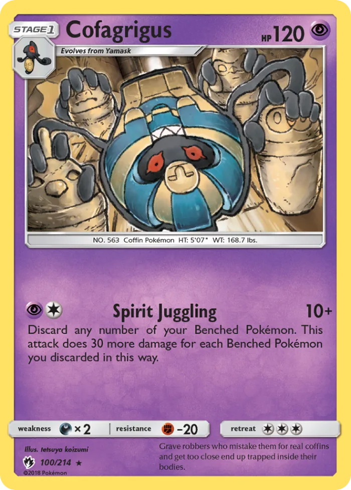 Cofagrigus #100 Lost Thunder Pokemon card