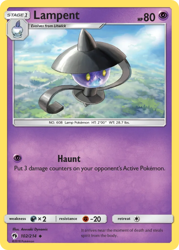 Lampent #102 Lost Thunder Pokemon card