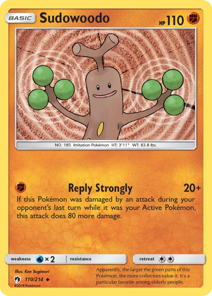 Sudowoodo #110 Lost Thunder Pokemon card