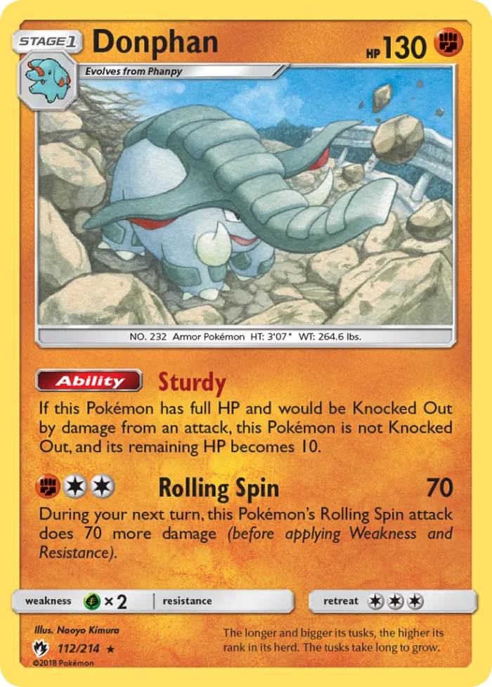 Donphan #112 Lost Thunder Pokemon card
