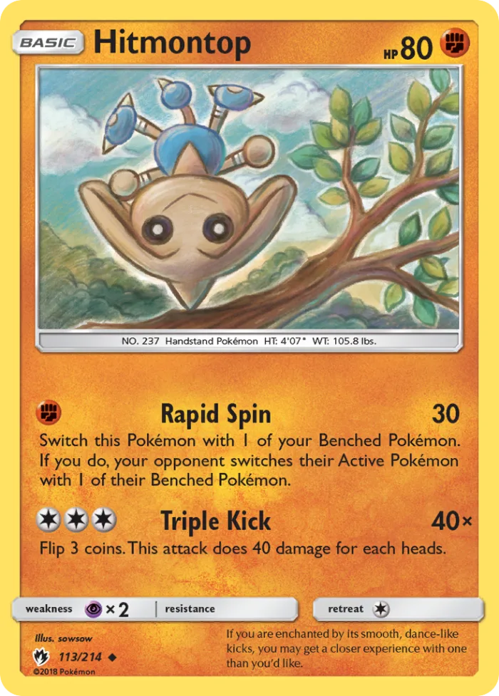 Hitmontop #113 Lost Thunder Pokemon card