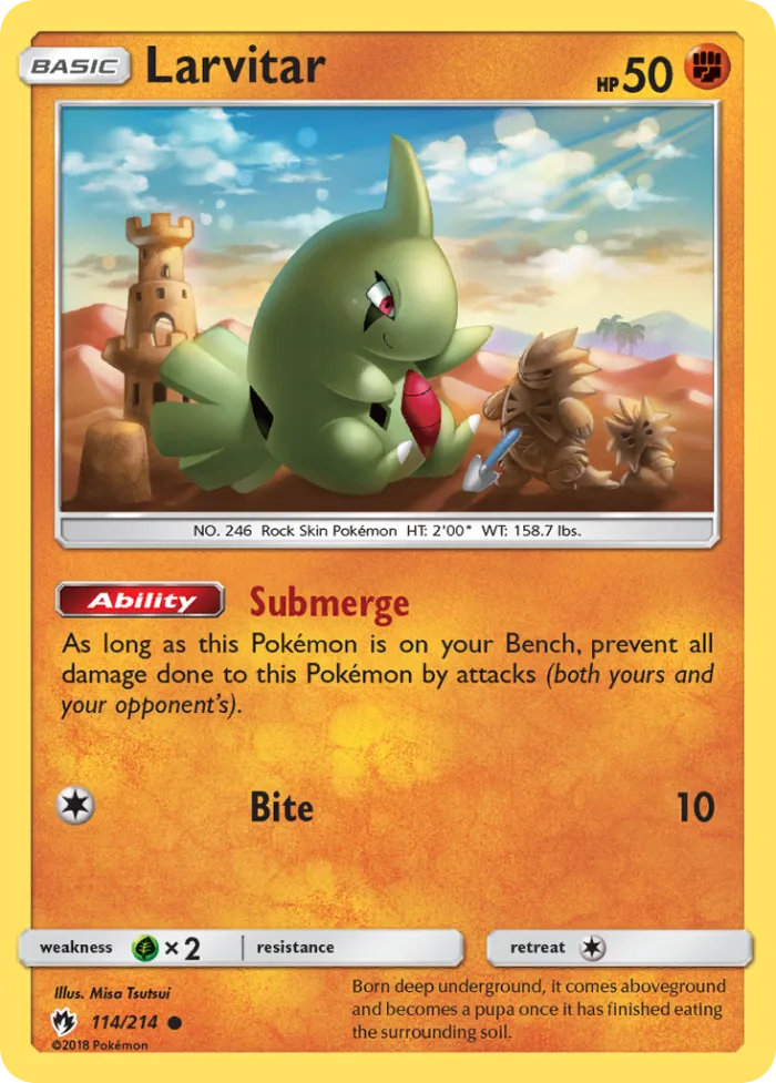 Larvitar #114 Lost Thunder Pokemon card